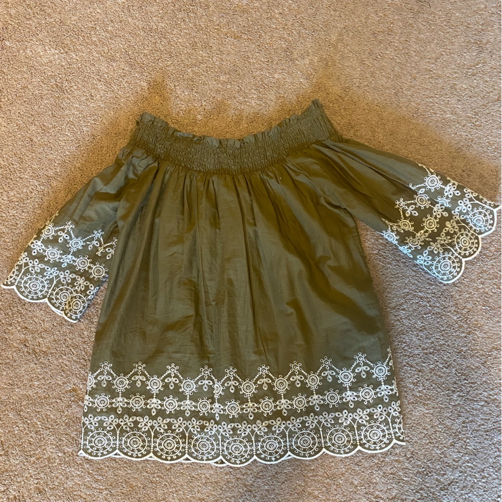Olive green off the shoulder top
